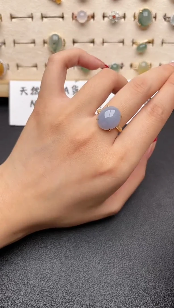 【闪购商品】翡翠戒指银S925镶嵌一物一证一礼盒