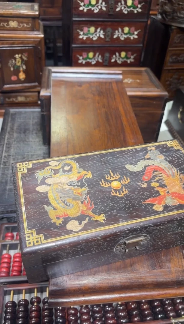 木紫檀填黄龙凤盒子111111111