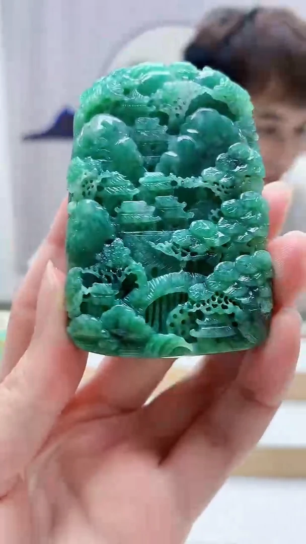 未镶嵌定制翡翠4868zm-毛货挂件山水113