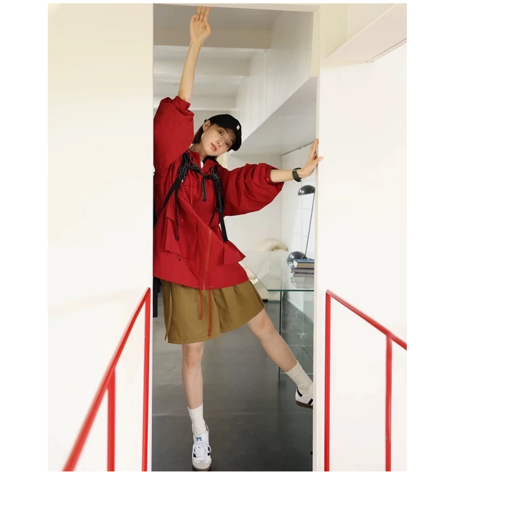 三哈宫-《韩系限定版》春秋女款大口袋韩系梭织外套拨水防风透气