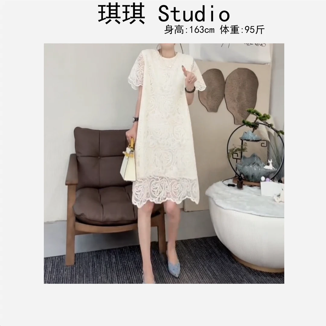 《琪琪家》春夏季新款轻奢高级感提花气质显瘦减龄百搭连衣裙6513-G