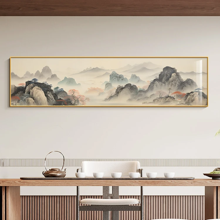 背有靠山茶室装饰画新中式水墨画办公室沙发背景墙挂画寓意好壁画