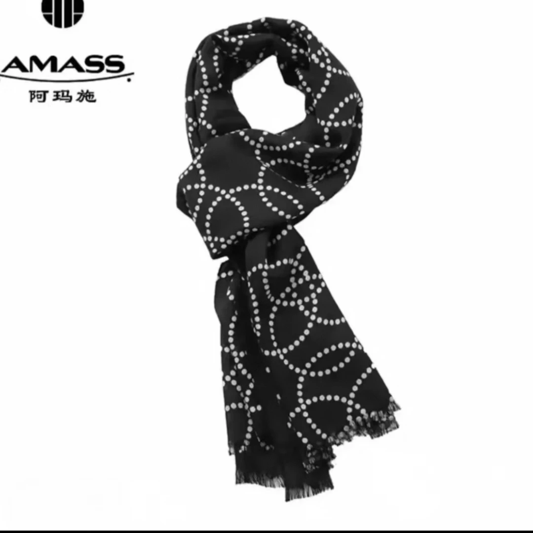 AMASS/阿玛施蚕丝绵羊毛亲肤柔软波点围巾5800007-4A52211-010