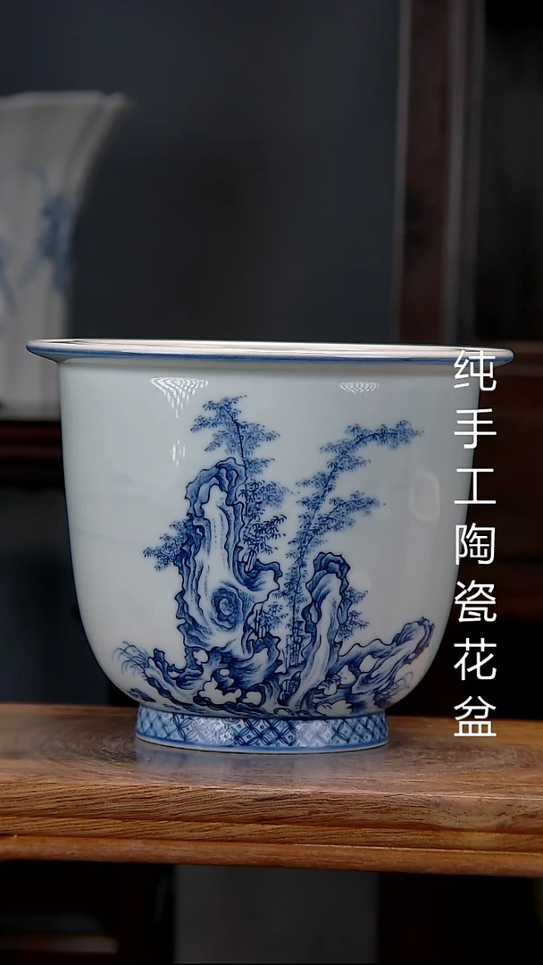 一*水景德镇陶瓷手工花盆