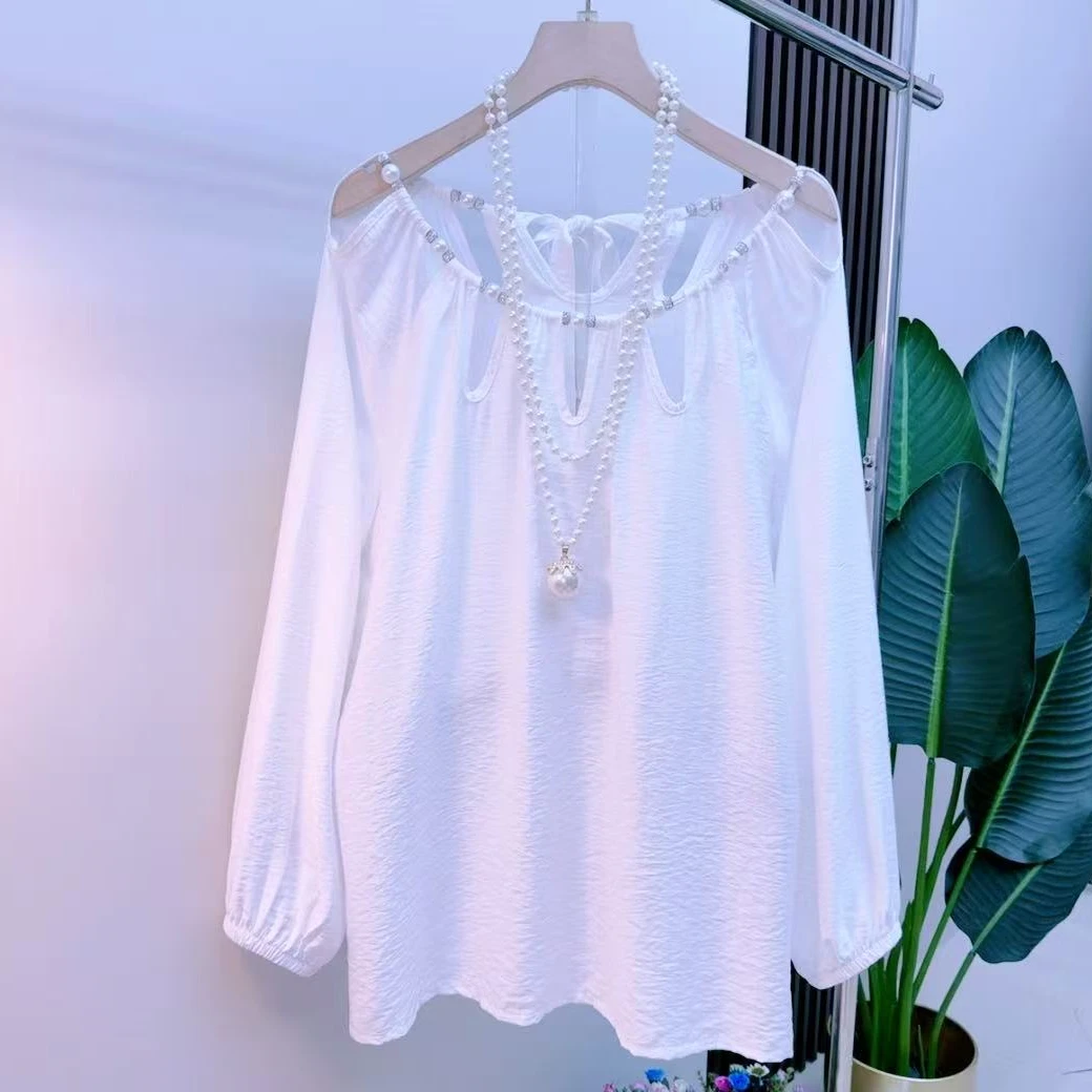 胖mm欧货时尚气质显瘦遮肉减龄早秋长袖5525韩版法式宽松女人衫