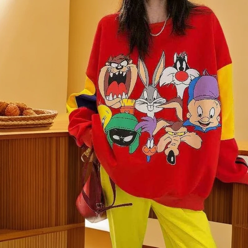 说说家早春新款不加绒卡通动物城男女同款减龄洋气嘻哈潮牌卫衣