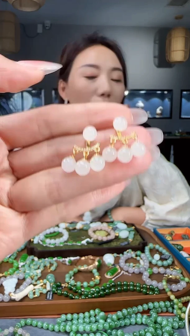 银S925镶嵌和田玉耳饰1