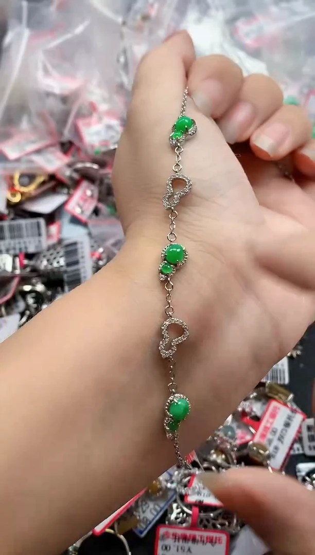 银S925镶嵌戒指翡翠天然A货缅甸翡翠