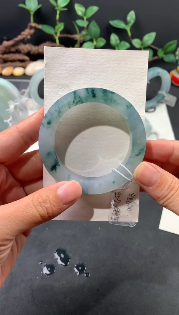 未镶嵌手镯定制翡翠飘花正圈52.5-55