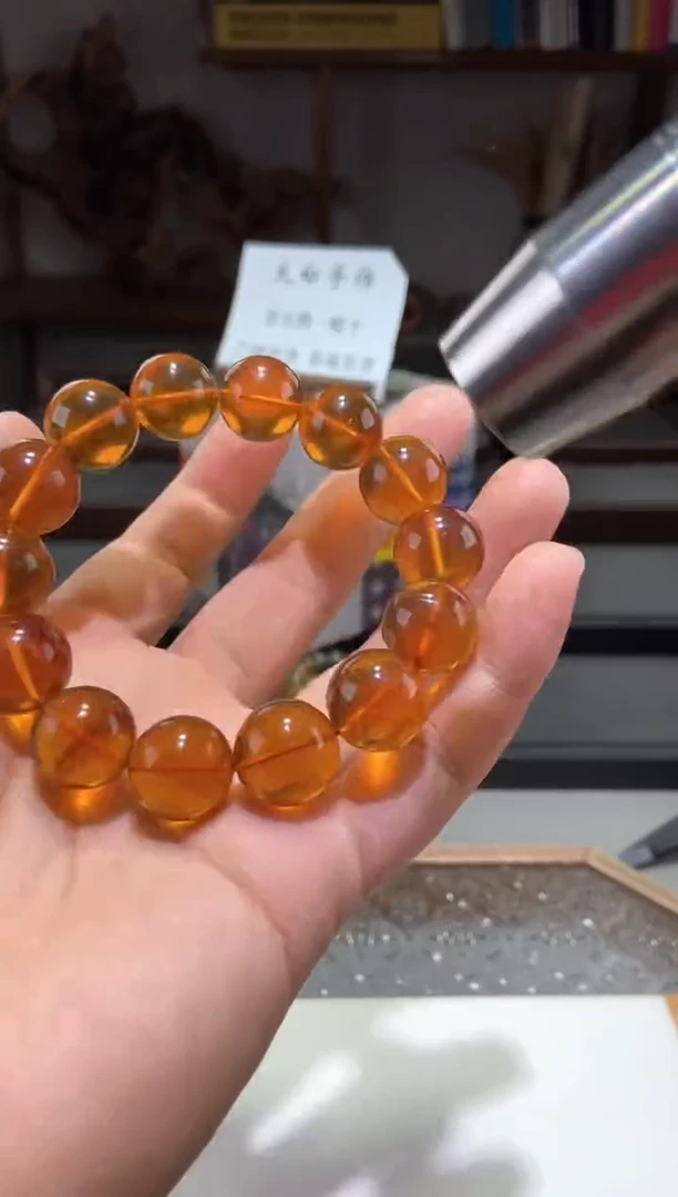 琥珀颈饰未镶嵌16+金棕红手串