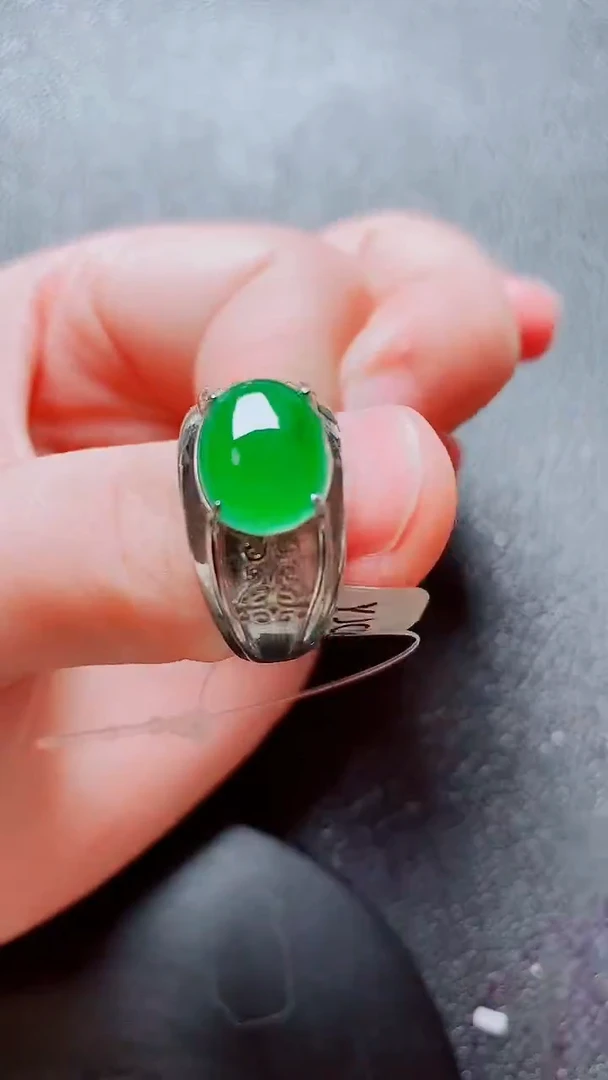 银S925镶嵌戒指翡翠翡翠
