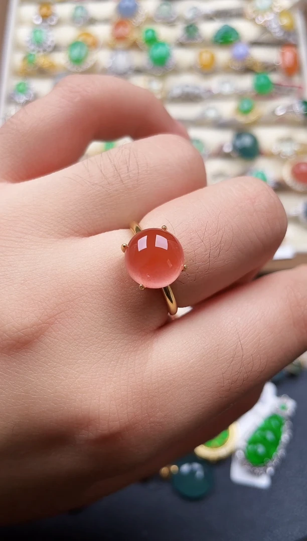 银S925镶嵌戒指玛瑙/玉髓娟**️1