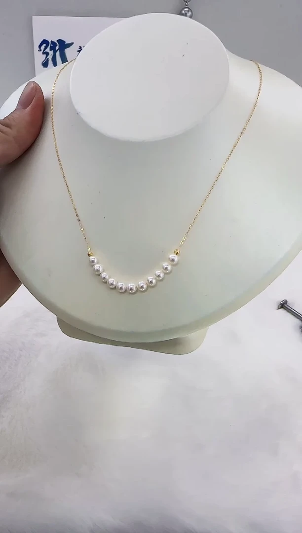 银S925镶嵌淡水珍珠DA珍珠微笑链4-5 a615