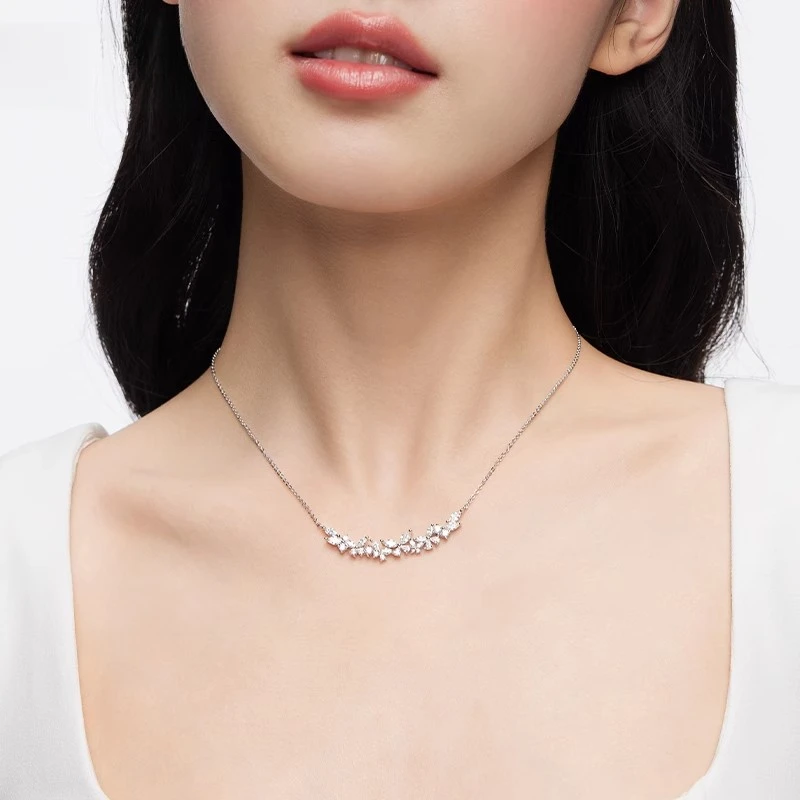 坠链均925银 紫藤微笑项链女爆款轻奢高级感锁骨链七夕礼物送女友