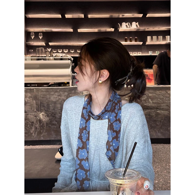 时尚穿搭女士春季圆领长袖显瘦百搭小众设计感气质上衣直筒休闲裤