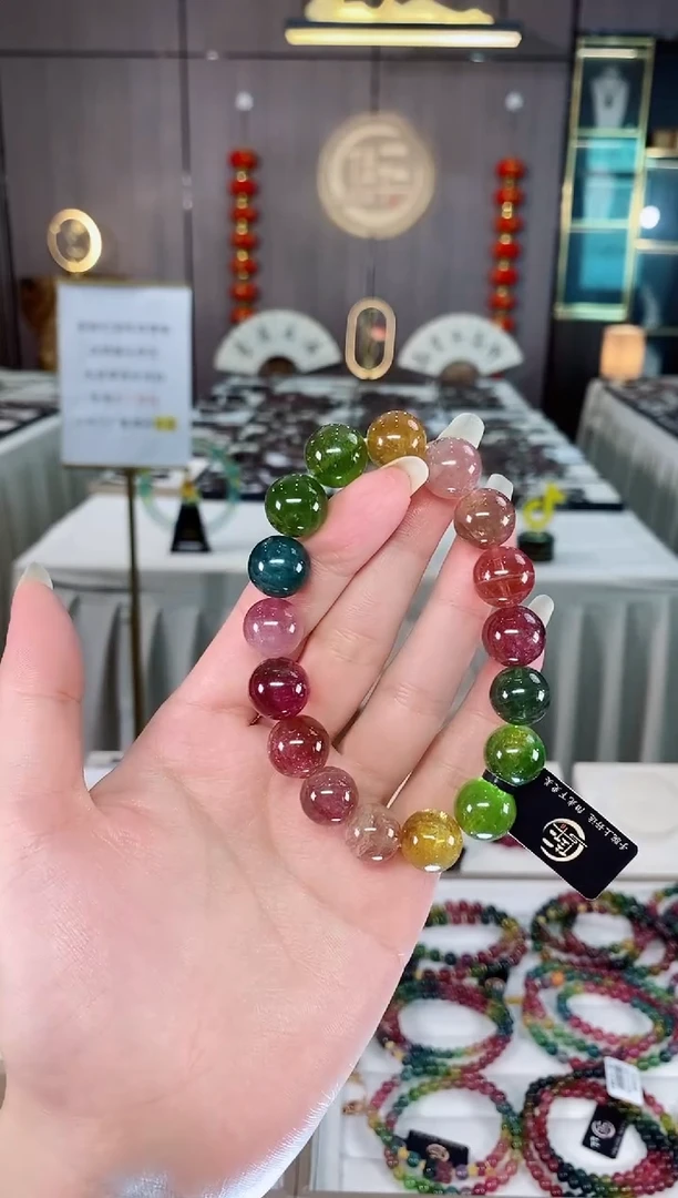 碧玺单圈手串12mm+未镶嵌碧玺（多样性发一条）mz