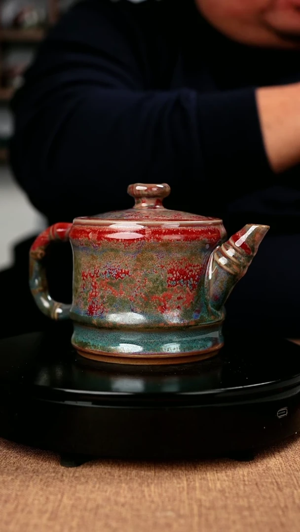 【闪购商品】33#省工一级品原矿钧瓷炉钧釉竹节壶