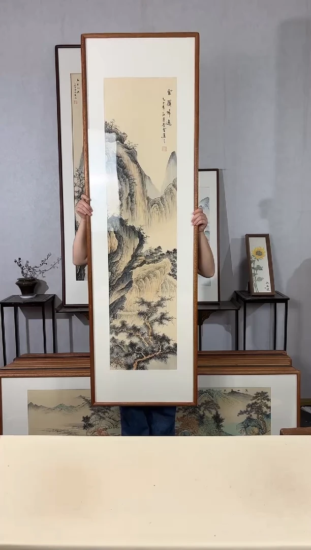 国画手绘*云岭归逸*52*172cm带框发货
