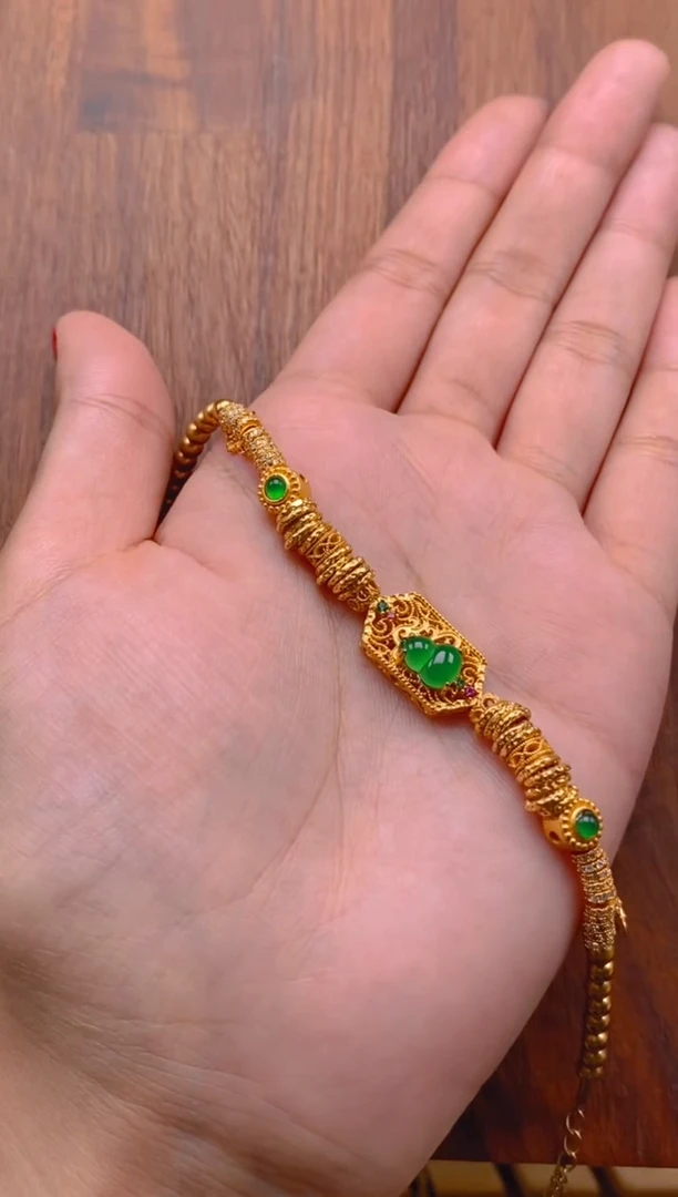 银S925镶嵌手链翡翠盘缠手链