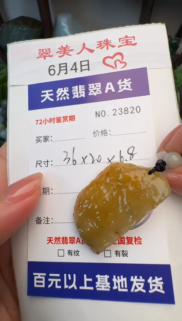翡翠未镶嵌颈饰原石23820