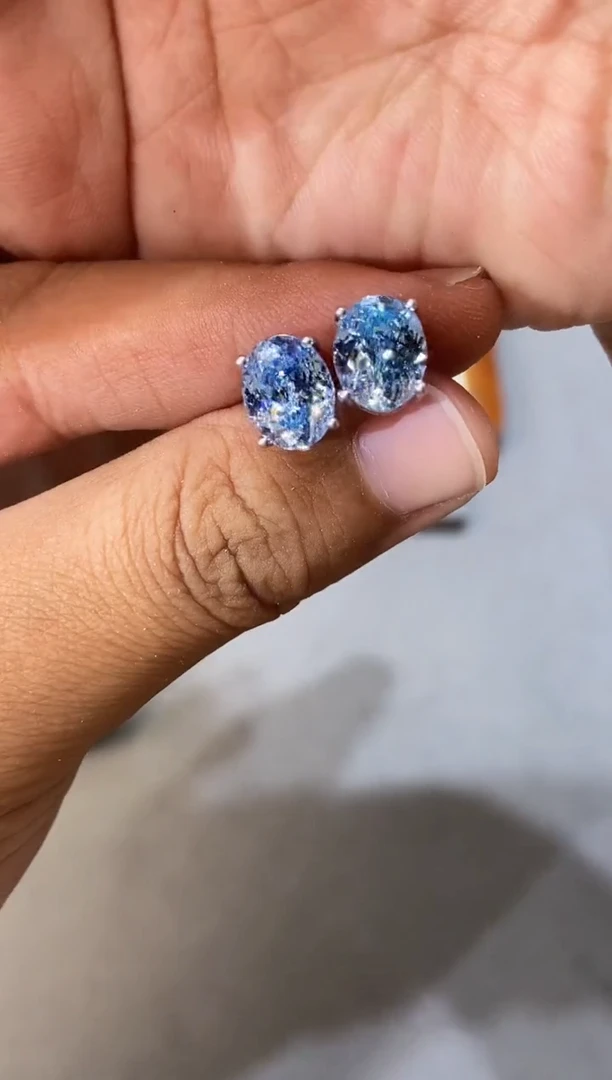 海蓝宝石耳坠银S925镶嵌......