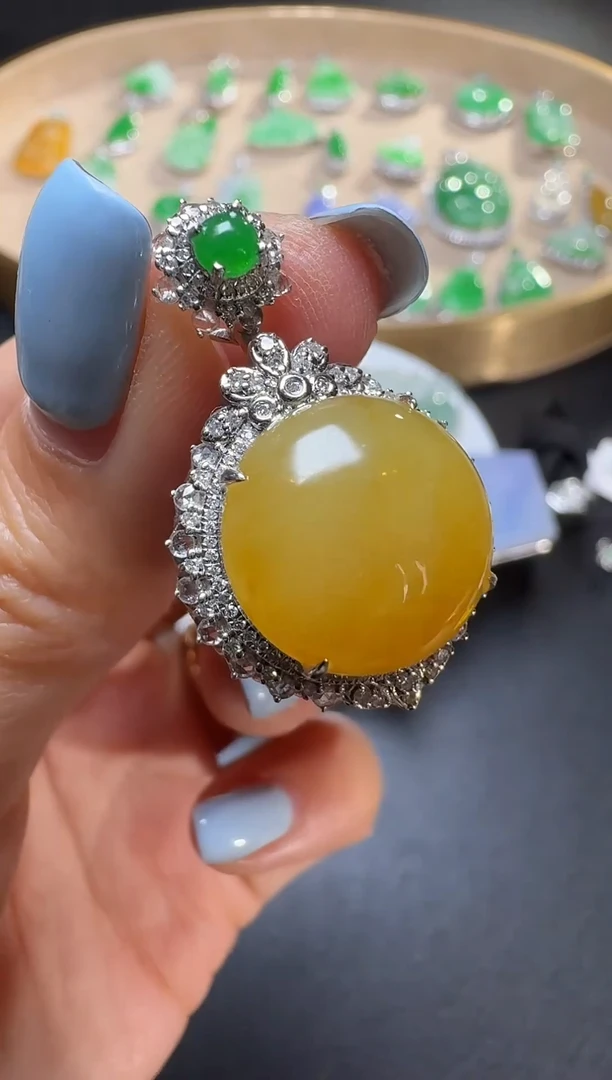 【闪购商品】翡翠颈饰18K金镶嵌【源头工厂】钻石镶嵌