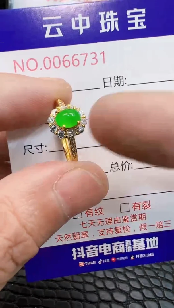银S925镶嵌戒指翡翠/6731