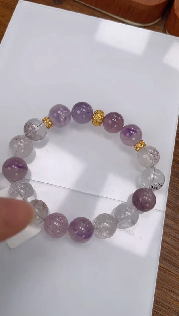 【闪购商品】水晶手链银S925镶嵌超七手串10mm 多样性发一