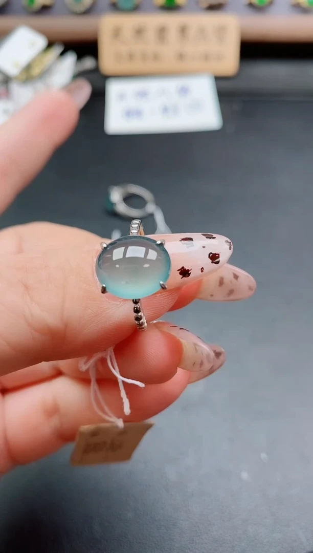 银S925镶嵌戒指翡翠1