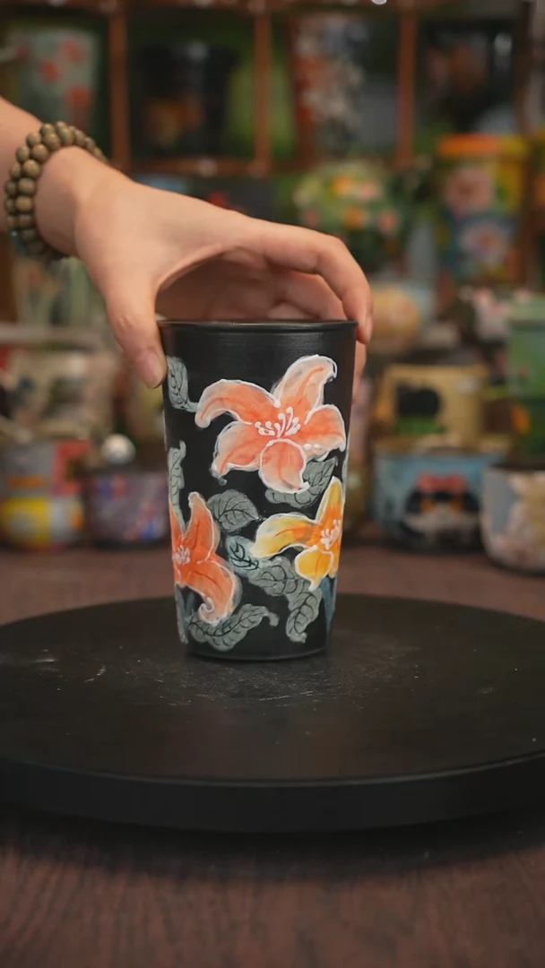 紫砂油画手绘釉下彩
