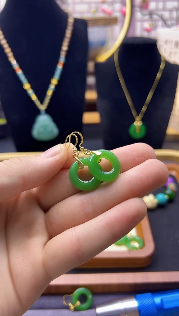 【闪购商品】和田玉耳饰14K金镶嵌9.809.809.80