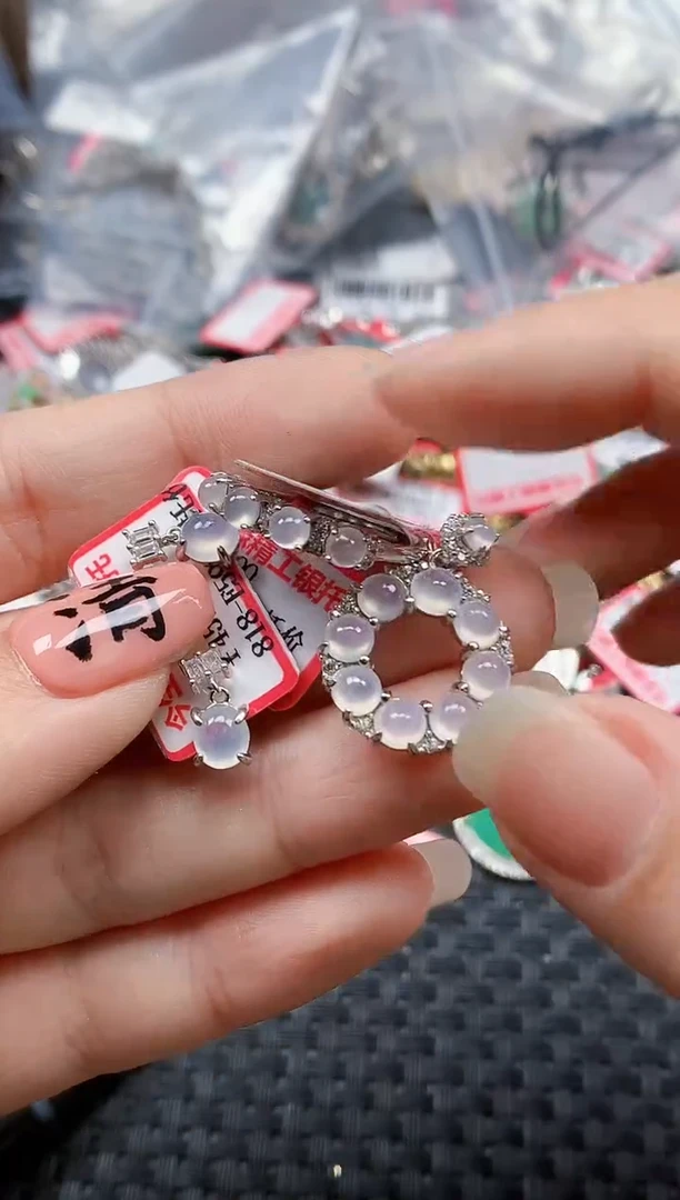 银S925镶嵌戒指翡翠天然A货缅甸翡翠