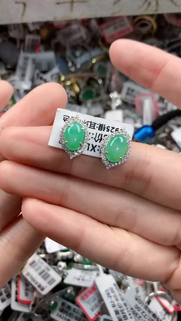 银S925镶嵌戒指翡翠666   2