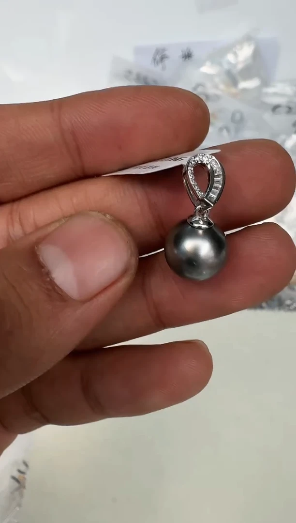 颈饰银S925镶嵌海水珍珠吊坠