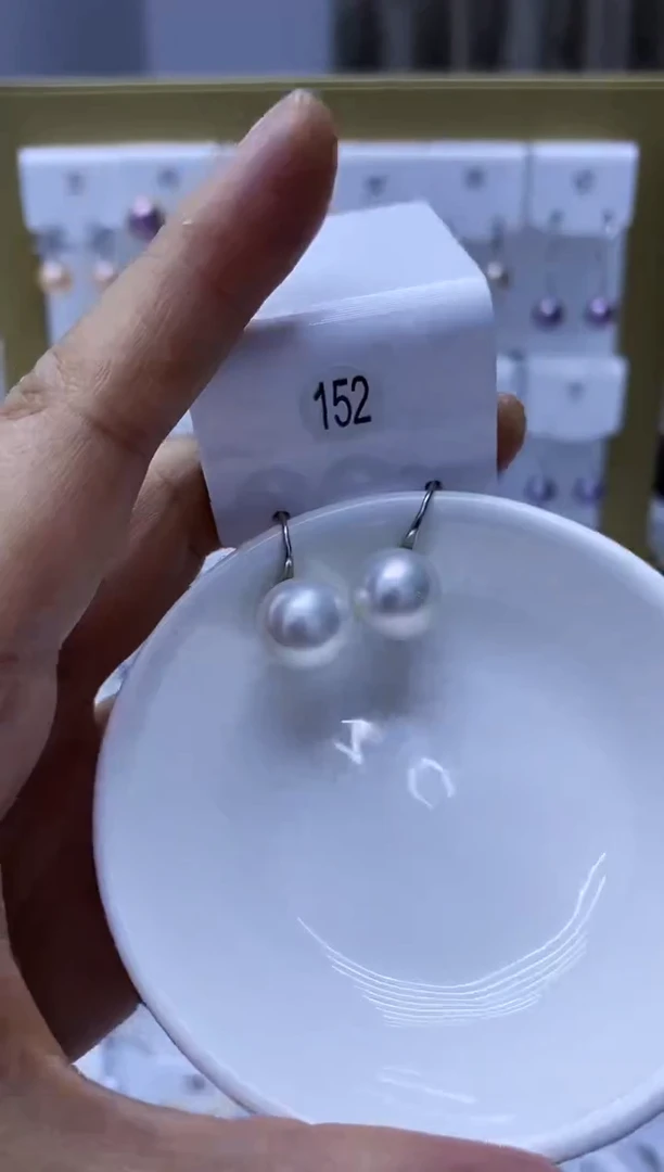 银S925镶嵌耳饰淡水珍珠152