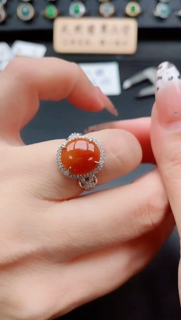 银S925镶嵌戒指翡翠1