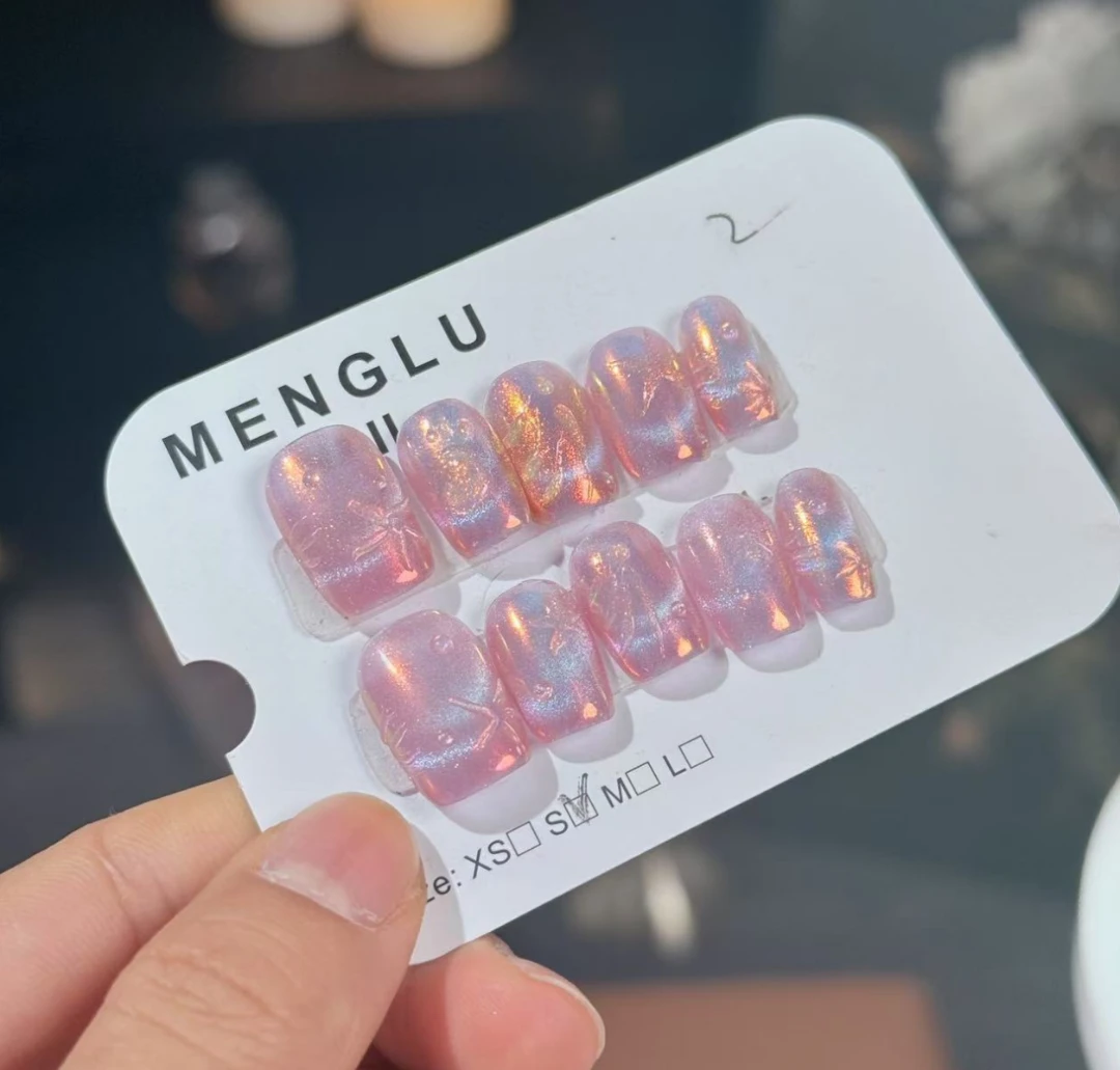 极光烟花  纯手工穿戴甲十片装