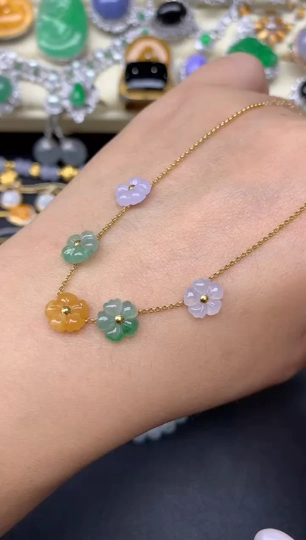 18K金镶嵌手串翡翠56-七夕珠宝季