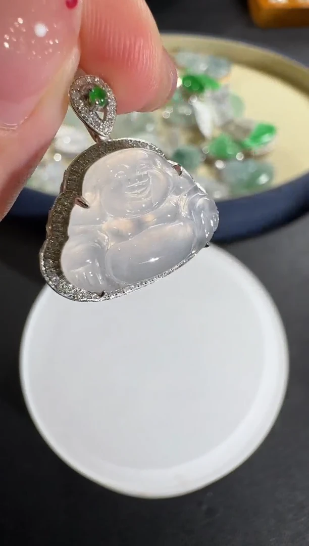 【闪购商品】翡翠吊坠(不含链)18K金镶嵌【源头工厂】钻石镶嵌