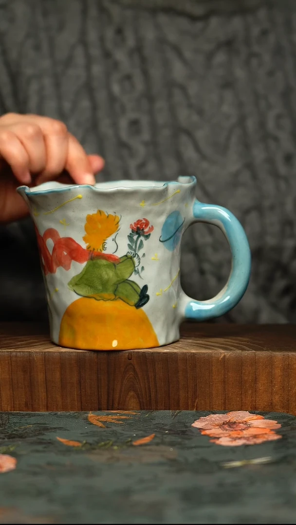 杯釉下彩手工手绘同款陶器