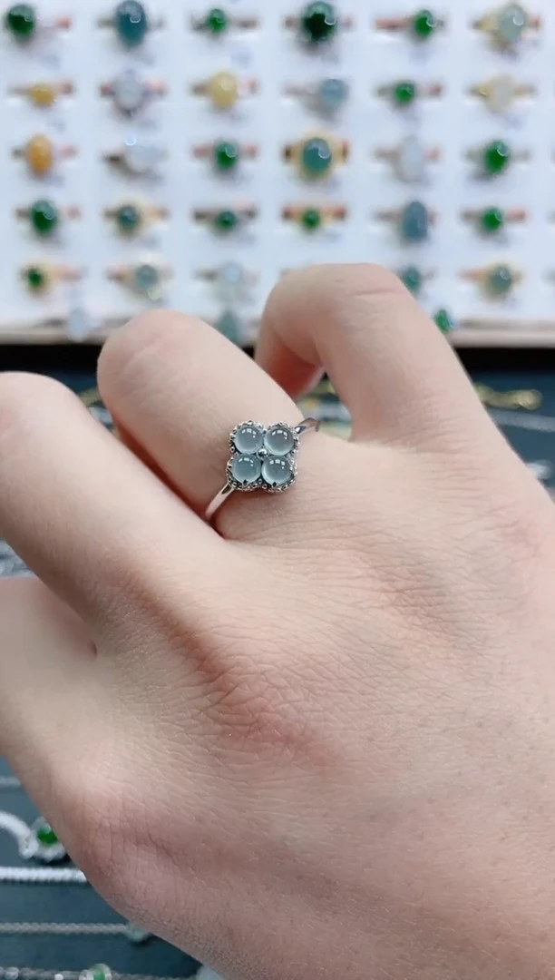 银S925镶嵌戒指翡翠天然翡翠