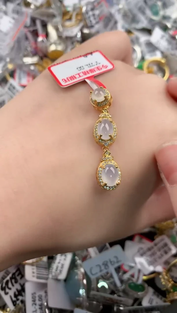 银S925镶嵌戒指翡翠151515----7