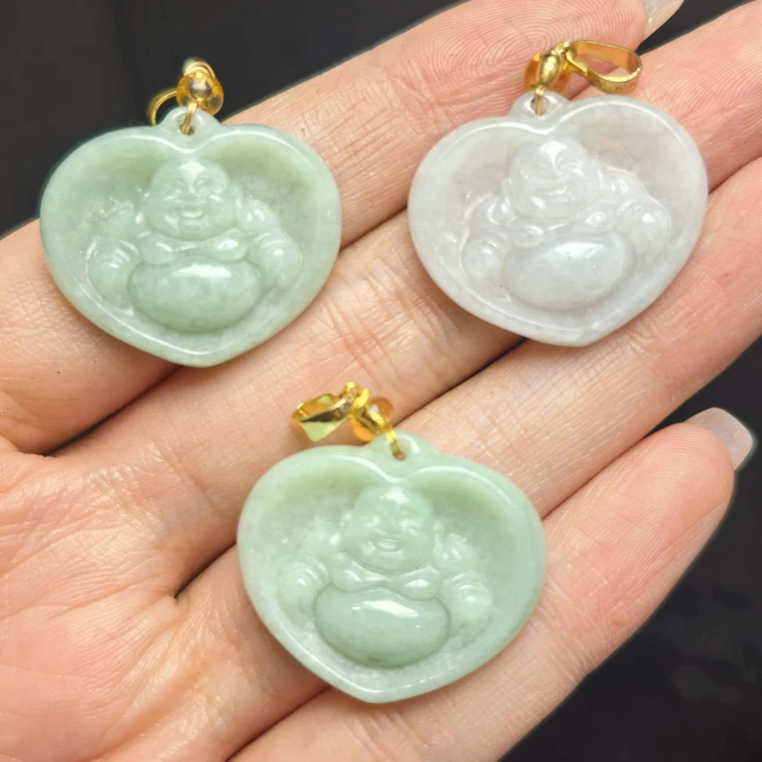 AT5167【东齐珠宝】翡翠爱心佛公吊坠-配皮绳-多样性发货只发一件