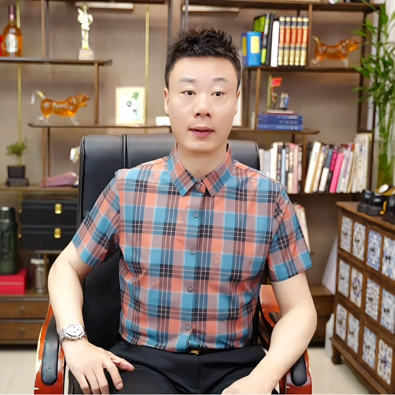 男装上衣时尚休闲夏季经典格子短袖衬衫男士百搭潮流格纹衬衣潮流