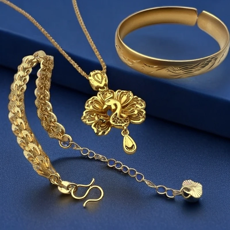 【兰兰】TZ623168合金龙凤手镯+合金吊坠+手链赠合金链