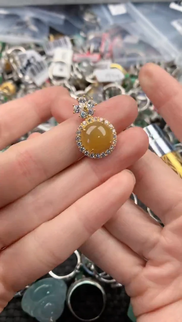 银S925镶嵌戒指翡翠555   1