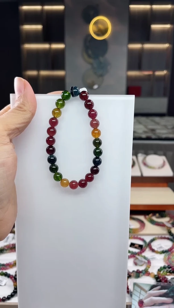 未镶嵌单圈手串碧玺（多样性发一条）Q
