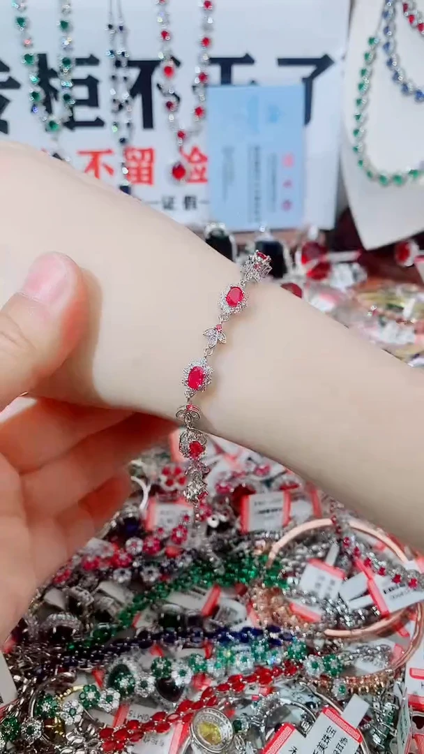 未镶嵌手链红宝石红宝石手链