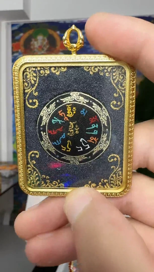 吊坠黑财神心咒坛城--热贡元旦唐卡画院