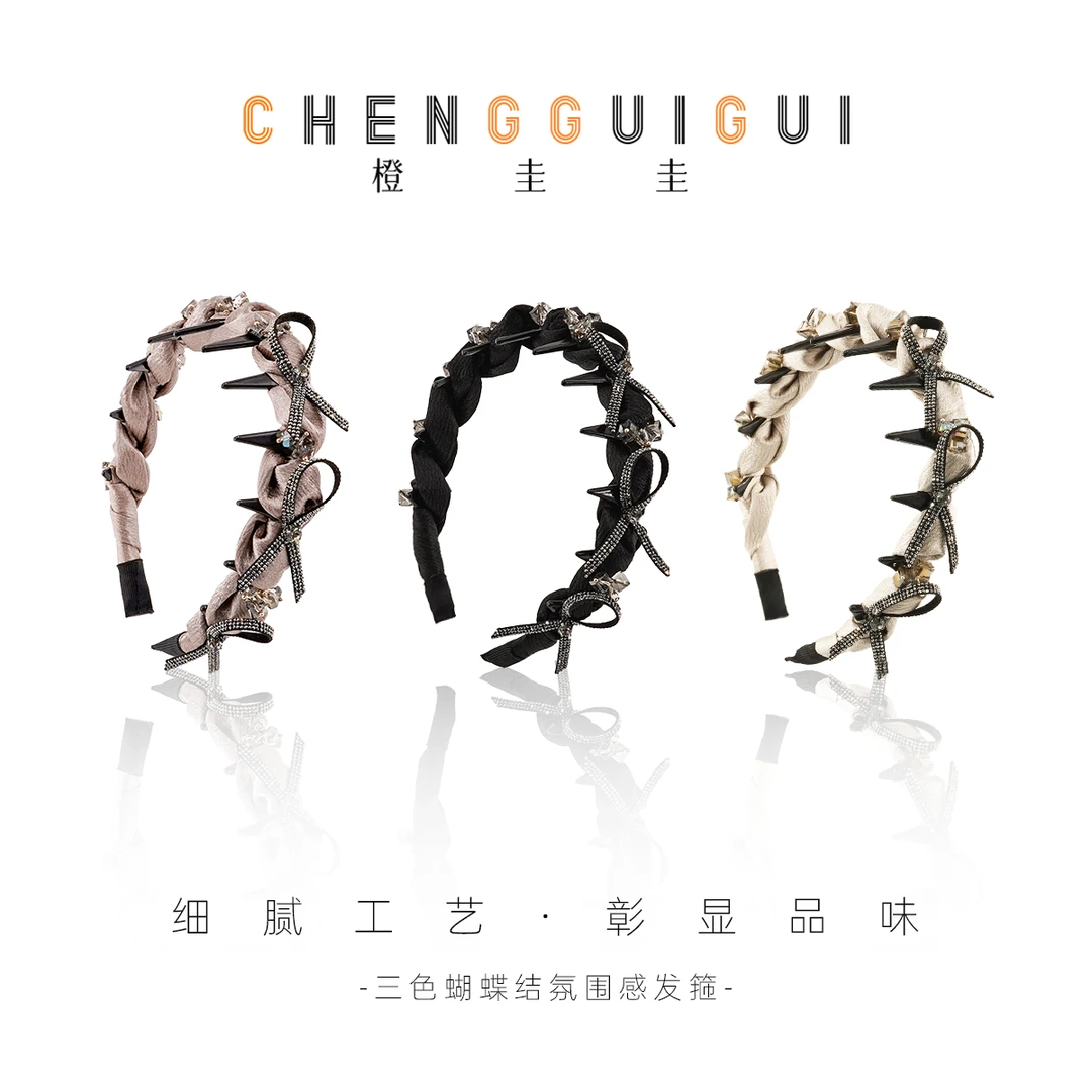 新款氛围感双色发箍蝴蝶结设计款优雅轻奢高级感小众百搭压发发卡